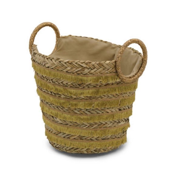 Handmade Seagrass Tote With Metallic Fringe - Picture 1 of 4